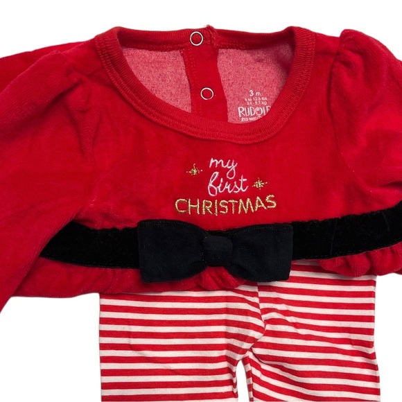 Festive ‘My First Christmas’ Baby Girl Matching Set with Santa Hat, Size 3 Month - Picture 4 of 6